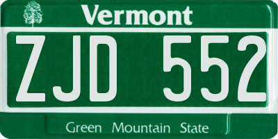 VT license plate ZJD552