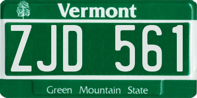 VT license plate ZJD561