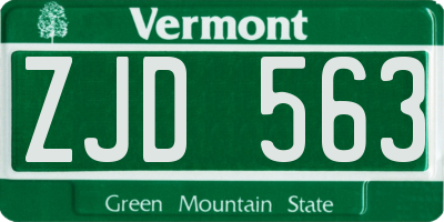 VT license plate ZJD563