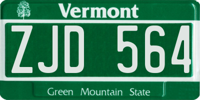 VT license plate ZJD564
