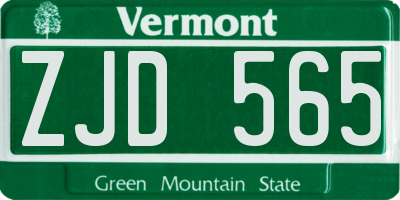 VT license plate ZJD565