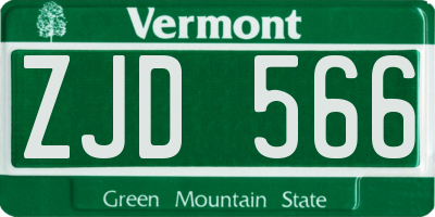 VT license plate ZJD566