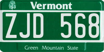 VT license plate ZJD568