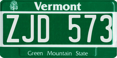 VT license plate ZJD573