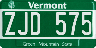 VT license plate ZJD575