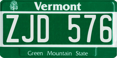 VT license plate ZJD576