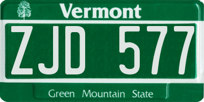VT license plate ZJD577