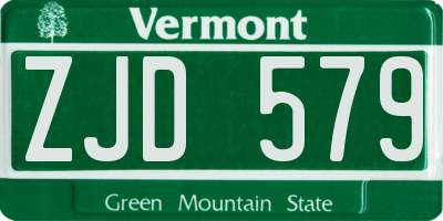 VT license plate ZJD579