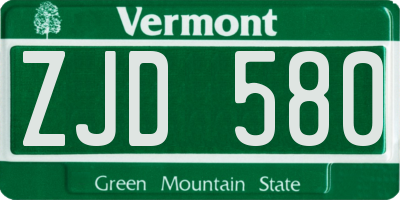 VT license plate ZJD580