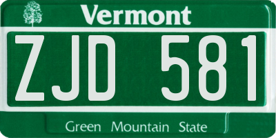 VT license plate ZJD581