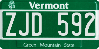 VT license plate ZJD592