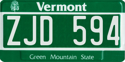 VT license plate ZJD594