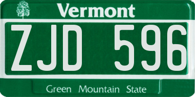 VT license plate ZJD596