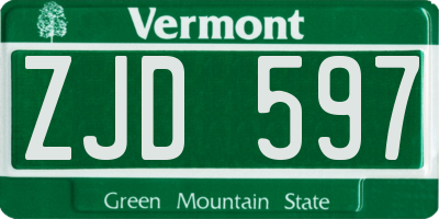 VT license plate ZJD597