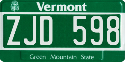 VT license plate ZJD598