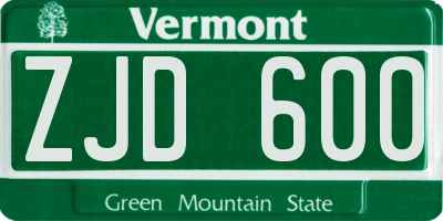 VT license plate ZJD600