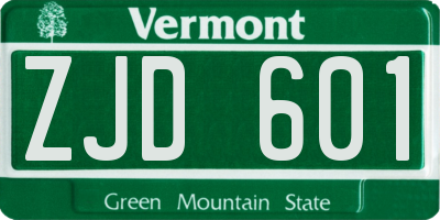 VT license plate ZJD601