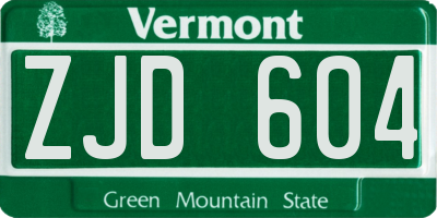 VT license plate ZJD604