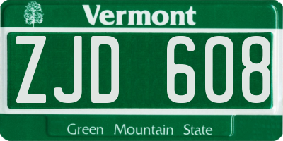 VT license plate ZJD608