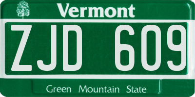 VT license plate ZJD609