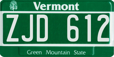 VT license plate ZJD612