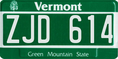 VT license plate ZJD614