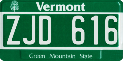 VT license plate ZJD616