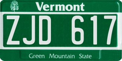 VT license plate ZJD617