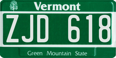 VT license plate ZJD618