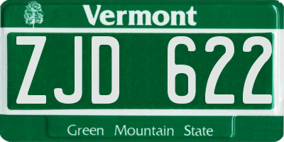 VT license plate ZJD622