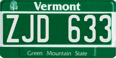 VT license plate ZJD633