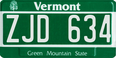 VT license plate ZJD634