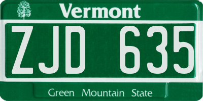 VT license plate ZJD635