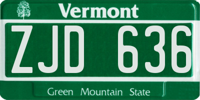 VT license plate ZJD636
