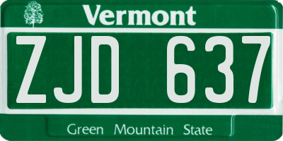 VT license plate ZJD637