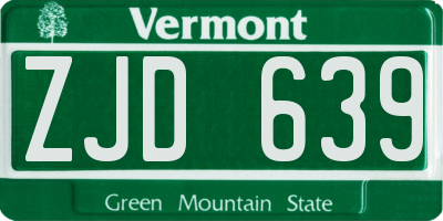 VT license plate ZJD639