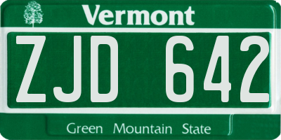 VT license plate ZJD642