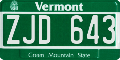 VT license plate ZJD643