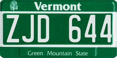 VT license plate ZJD644