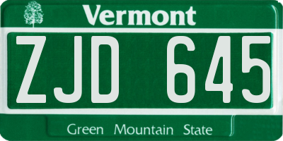 VT license plate ZJD645