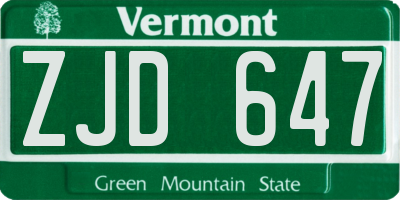 VT license plate ZJD647