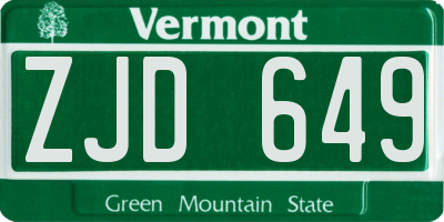 VT license plate ZJD649
