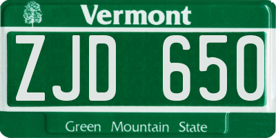 VT license plate ZJD650