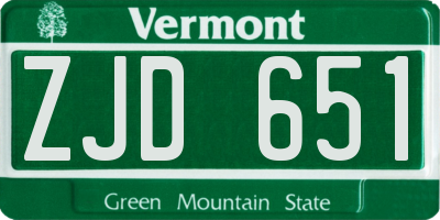 VT license plate ZJD651