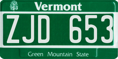 VT license plate ZJD653
