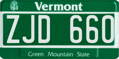 VT license plate ZJD660