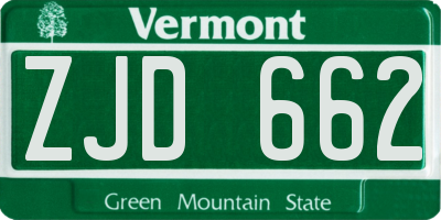 VT license plate ZJD662