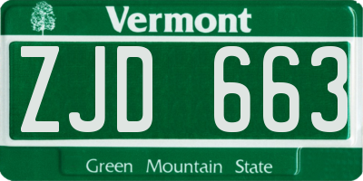 VT license plate ZJD663