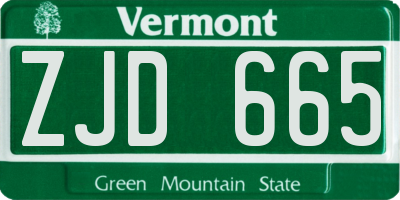 VT license plate ZJD665