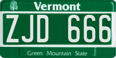 VT license plate ZJD666